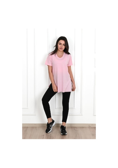 Kadın V Yaka Yırtmaçlı T-shirt 8783-22 001