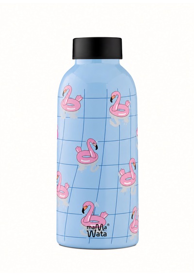 Mamawata Flamingos Paslanmaz Çelik Termos Matara 470 Ml Sızdırmaz Yalıtımlı Suluk Açık Mavi
