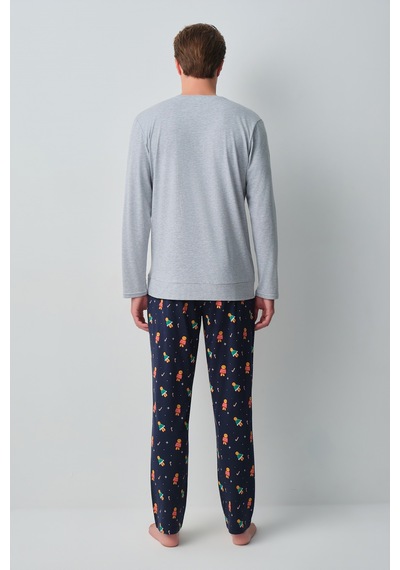 Suwen Ginger Erkek Pamuklu Pijama Takımı Msh10510338628 Lacivert