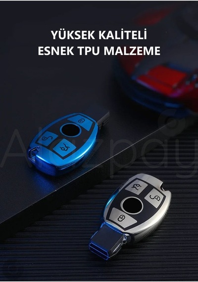 Mercedes A B C E S G Serisi Gl Gla Glc Cla Cls Amg Parlak Tpu Anahtar Kılıfı Gümüş