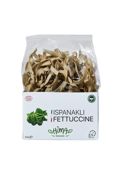 Hüma Organik Ispanaklı Fettuccine 250g - 6 Adet Tarı