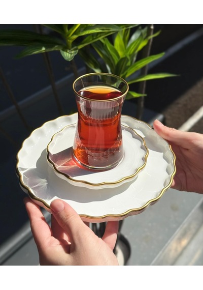 18 Parça Modern Daisy Pasta Çay Saati Seti-4369 Beyaz