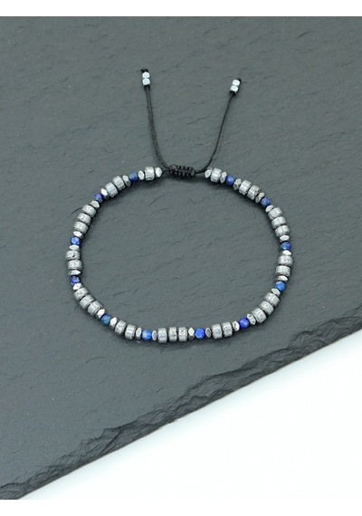 Sertifikalı Lapis Lazuli, Lav Ve Hematit Doğal Taşlı Kadın/erkek Bileklik Gümüş