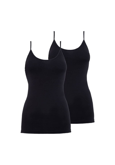 Blackspade 1591 2'li Paket Kadın %95 Pamuklu İnce Askılı Atlet Siyah