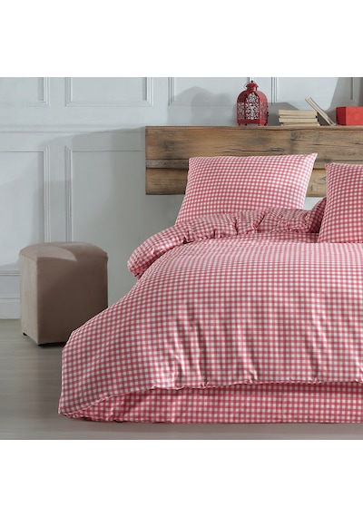 Coté Blanc Mini Kare Pembe %100 Pamuk Çift Kişilik Nevresim Takım