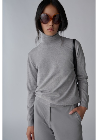Suud Collection Gri Balıkçı Yaka Triko Kazak