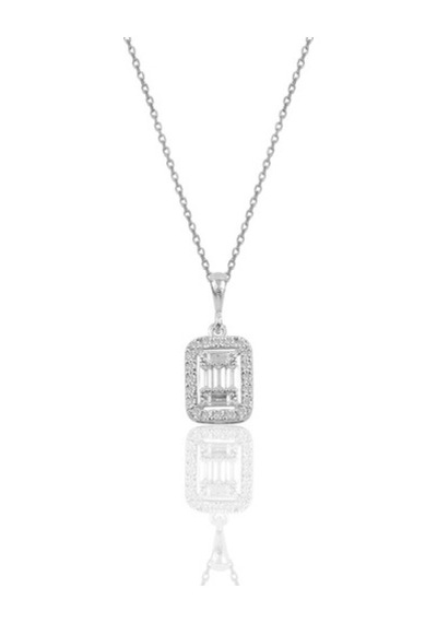 Gümüş Rodyumlu Gümüş Baget Taşlı Üçlü Set (535071173)