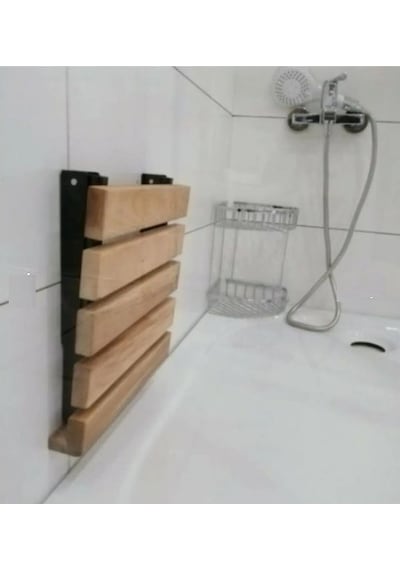 Medikaltec Duvara Monte Katlanabilir Ahşap Duş Oturağı
