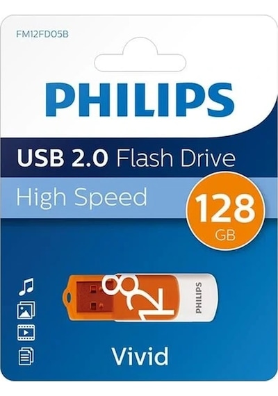 Philips Vivid Serisi 128gb Usb 2.0 High Speed Flash Bellek Fm12fd05b/00 1 Adet