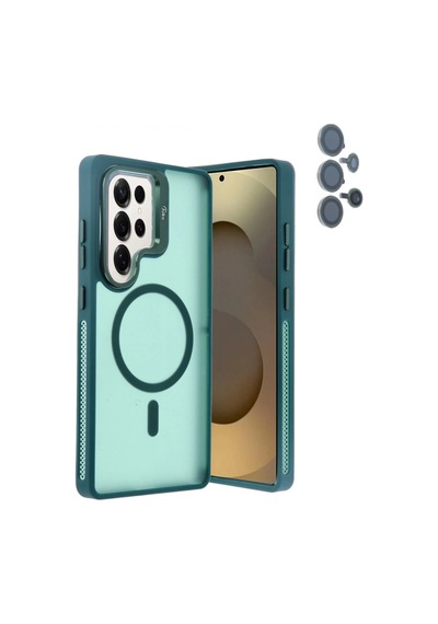 Joko Samsung Uyumlu, Galaxy S25 Ultra Flet Lens Magsafe Kapak - Koyu Yeşil