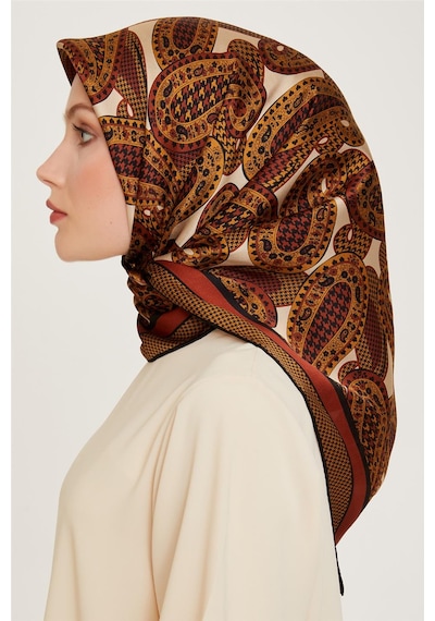 Armine Etnik Desenli Sura Saf İpek Eşarp 9208d 05 Çok Renkli