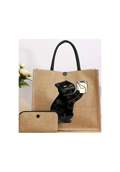 Organıcyou Baodıng Vintage Kedi Baskılı Tote Çanta Seti Mini Bozuk Para Cüzdanı İle Açık Kahverengi Keten Rengi 1 Şirin Kedi Organıcyou Baodıng Vintage Kedi Baskılı Tote Çanta Seti Mini Bozuk Para Cüzdanı İle Açık Kahverengi Keten Rengi 1 Şirin Kedi