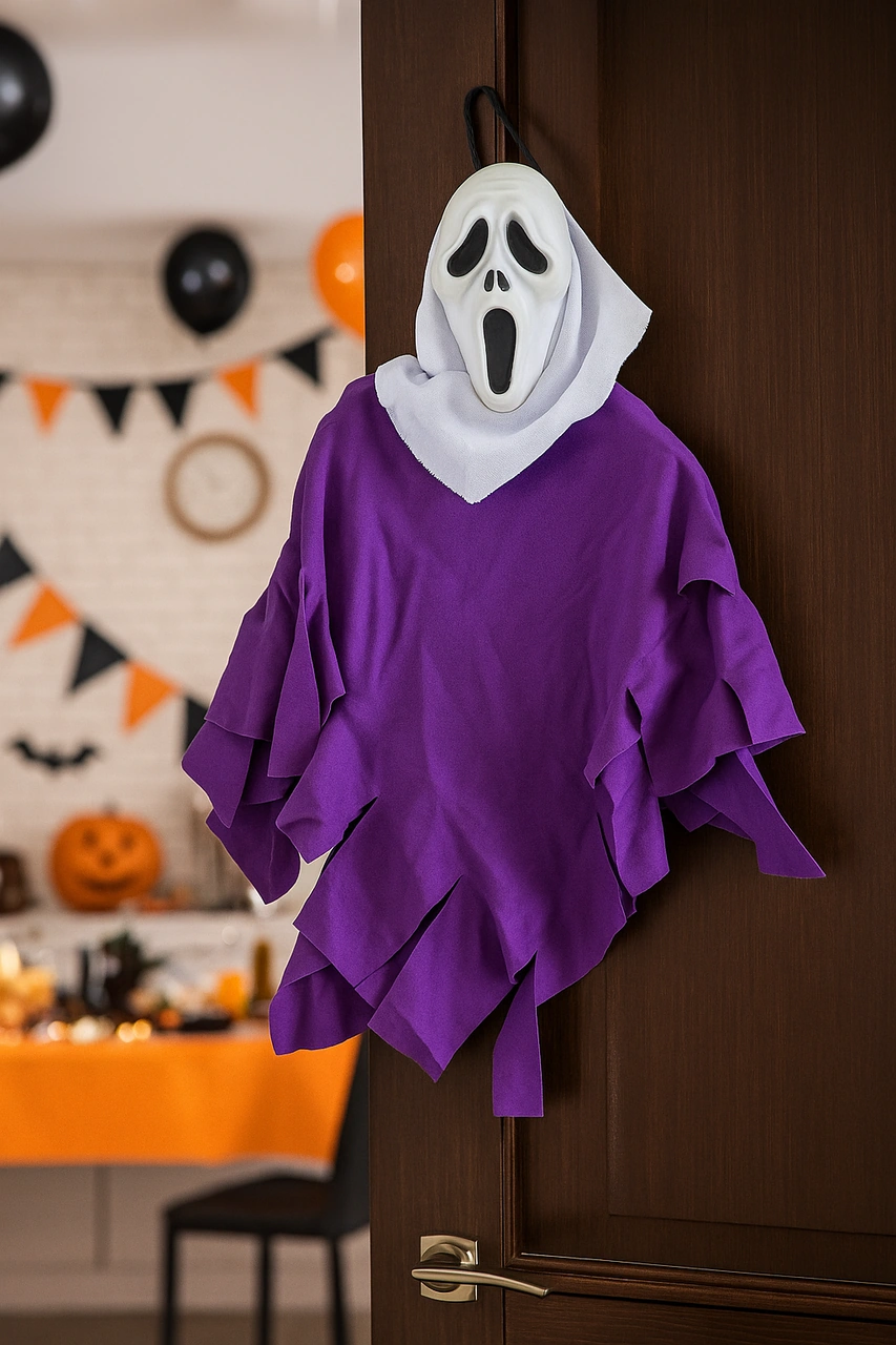 Halloween Cadılar Bayramı İskelet Çığlık Mor-beyaz Kapı Süsü Diğer