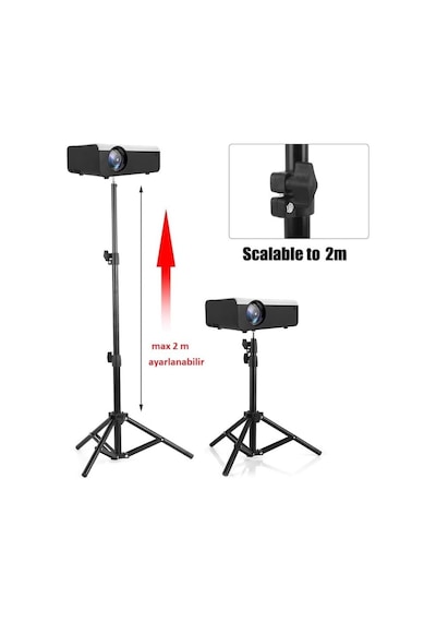 Projektör Tripodu, 6 Mm Üniversal Alaşım Zemin Tripodu Katlanabilir Ağır Yük Tripod Ayağı, 2 M Yüksekliğe Kad