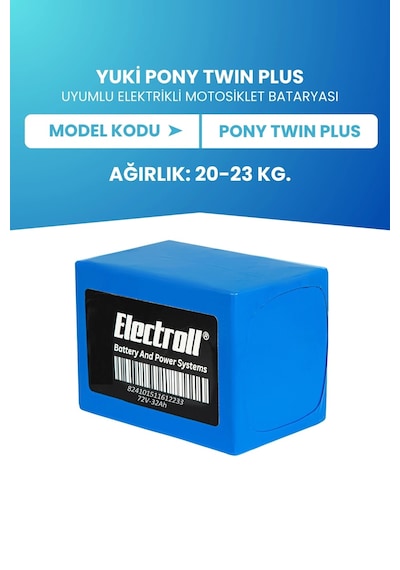 Yuki Pony Twın Plus Uyumlu Batarya Standart Kapasite Lifepo4 72v 32ah Elektrikli Motosiklet Bataryası