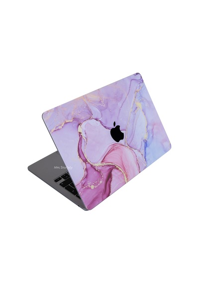 Apple Uyumlu MacBook Pro Kılıf 13inç M1-m2 Koruyucu Sticker Laptop Kaplama A2338 İle Marble14 Lila