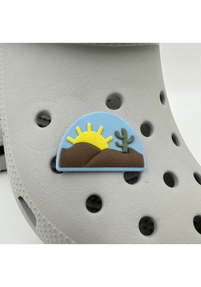 Crocs Terlik Süsü Ve Aksesuarı , Çanta Süsü Jibbitz 3d Çölde Gün Doğumu 01 Figür Aksesuar Kahve-sarı-yeşil-açık Mavi