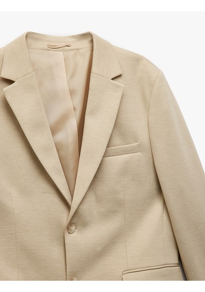Koton Düğmeli Cepli Viskon Karışımlı Pike Kumaş Mono Yaka Slim Fit Blazer Ceket Bej 5sam50009hk Ekru Koton Düğmeli Cepli Viskon Karışımlı Pike Kumaş Mono Yaka Slim Fit Blazer Ceket Bej 5sam50009hk Ekru