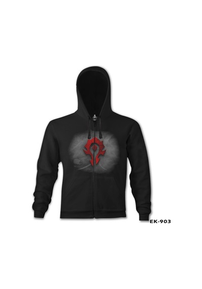 World Of Warcraft - Horde Logo Siyah Erkek Kapşonlu