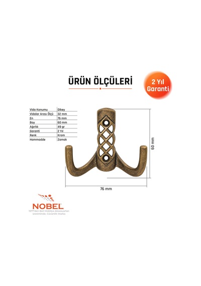 Karatay Askı, Metal Vestiyer Askısı, 50 Gr, Dolap Ve Duvar Askılığı, Anti K Sari Vidalı