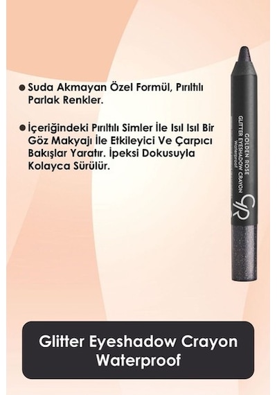 Glitter Eyeshadow Crayon Waterproof No: 55 Midnight Black - Simli Kalem Göz Farı 0