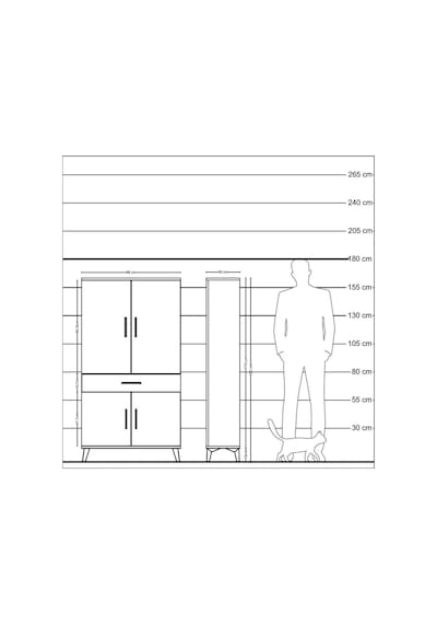 Arges Dolap 4 Raflı Tek Çekmeceli 4 Kapaklı 88x30x163 Çam-ant... Çam