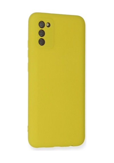 Samsung Galaxy A03s Kılıf Nano İçi Kadife Silikon - Sarı