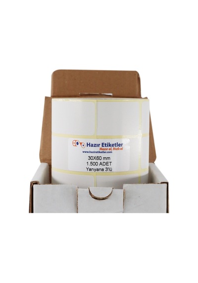 Pp Opak Etiket 30mm X 60mm 1500 Adet Yan Yana 3 Lü Çok Renkli