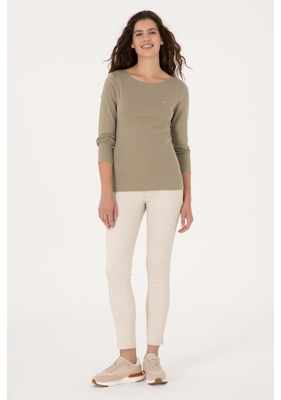 U.S. Polo Assn. Kadın Açık Haki Slim Bisiklet Yaka Basic Sweatshırt 50315419-VR183
