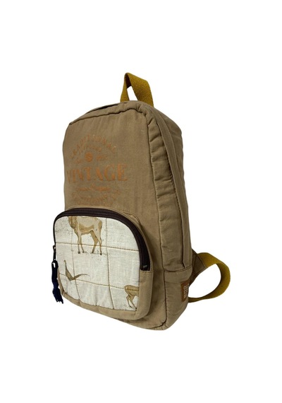 Old Cotton Cargo Kaliteli Mini Vintage Salaş Disayn Günlük Sırt Gezi Çantası 19 Cm X 34 Cm Bej