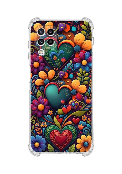 Printify Samsung Galaxy M32 İle Uyumlu Düşlerin Dansı Serisi Çiçeklerin Dansı Tasarımlı Uv Baskılı Köşe Korumalı Antişok Kılıf Şeffaf