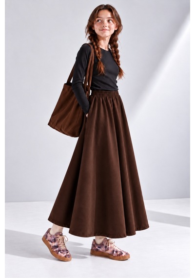 Angel&co. Girls Clothing Modest Uzun Kız Çocuk Mevsimlik Etek - Sıcak Kahve - 791131271 Sıcak Kahve