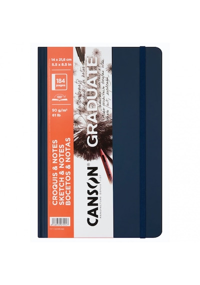 Canson Graduate Sketch & Notes 14x21.6cm 90gr 92yp Ciltli Eskiz Defteri Lacivert / C31200l043