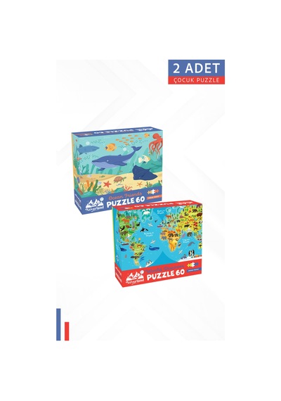 2 Adet 60 Parça - Ocean Frıends Okyanus Arkadaşları Ve World Dıscover Dünyayı Keşfet