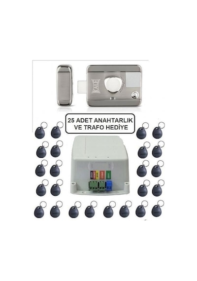 Kale Sessiz+güvenli Manyetik Elektrikli Trajlı Apartman Kapı Kilidi Motorlu Otomat+kartlı Sistemi+trafosu+25 Çip