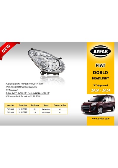 Far Sol Fiat Doblo 3 Elektrikli 2010-2014