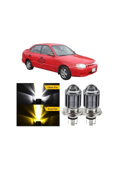 Hyundai Accent Milenyum 2000-2003 Uyumlu Mercekli Far Ampulü Led Xenon Çift Renk Sarı-beyaz Far Şi Etkili Csp Led LED Far 53886146