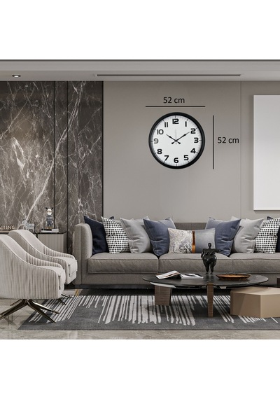 Siyah 52 Cm Metal Standart Model Duvar Saati