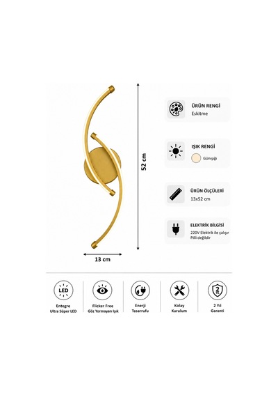 Bero Modern Led Duvar Apliği Günışığı Eskitme