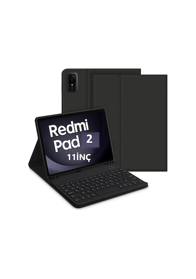 Xiaomi Redmi Pad 2 11inç 2025 Kılıf Kablosuz Klavyeli Case Mobax Türkçe Klavye Kapaklı Kılıf