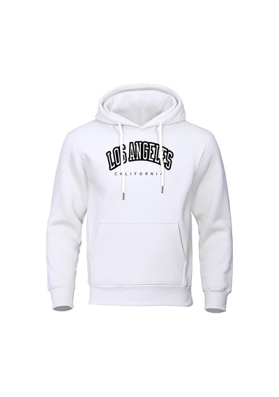 Startmore Startmorelos Angeles California Siyah Baskılı Erkek Kazak Hipster Sıcak Kapşonlu Hip Hop Crewneck Kapü Beyaz