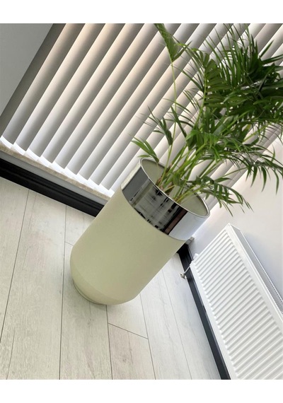 Dekoratif Krom Darbuka Beyaz Saksı 70cm