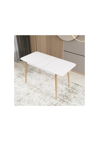 Kadita Yemek Masası, 70x114 Açılır Yemek Masası, Beyaz Yemek Masası
