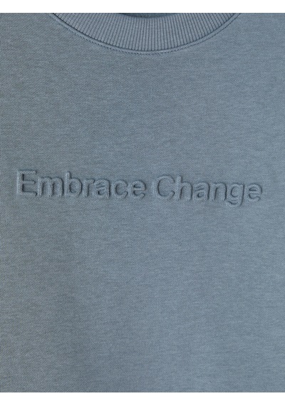 Lcwaıkıkı Classic İndigo Bisiklet Yaka Baskılı Erkek Kalın Sweatshirt