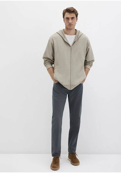 Mavi Kapüşonlu Fermuarlı Bej Erkek Sweatshirt M0s10520-70154 Bej