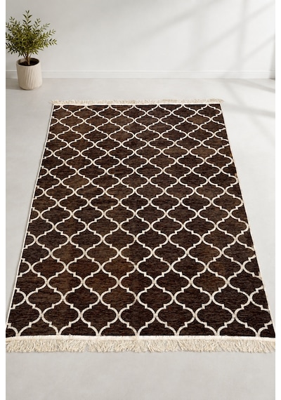 Kilim Paspas Çok Amaçlı Halı Makinede Yıkanabilir Toz Yapmaz Kahverengi 2