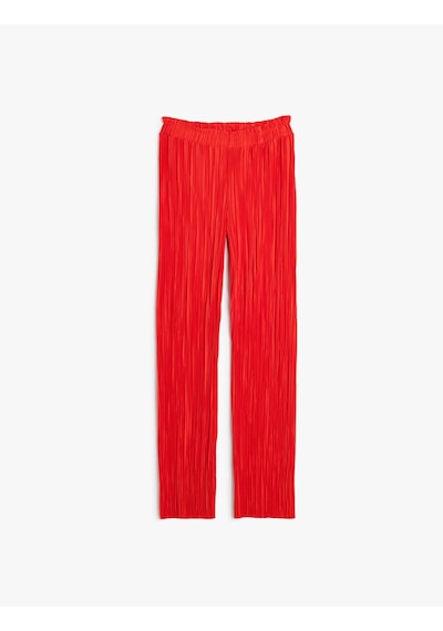 Koton Bol Paça Pantolon Beli Lastikli Dokulu Kırmızı 4skg40016ak Kırmızı