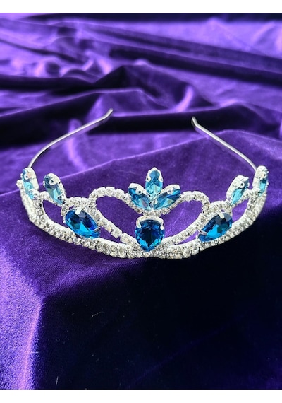 Butikhappykids Kız Çocuk Kostüm Mavi Elsa Frozen Düşük Omuz Detaylı Kasnaklı Kabarık Elsa Kostüm 3-8 Yaş Taç Hediyeli Mavi