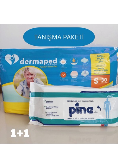 Dermaped Tanışma Paketi Belbantlı Hasta Bezi Small 30 Adet + Pine Perine Havlu 50 Yaprak S
