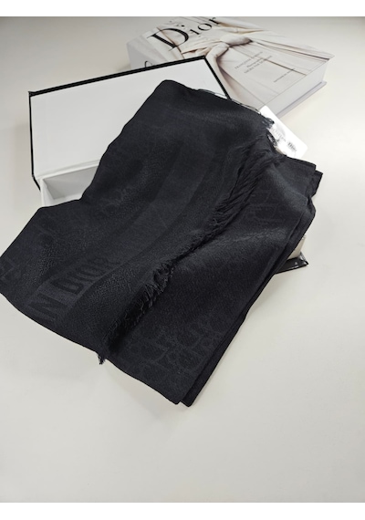 Cd Desen Kaşmir İpek Şal Silk Scarfs Hijab İthal Ürün Siyah